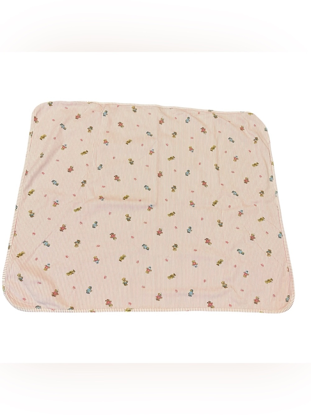 Ralph Lauren Polo Bear Pink/White Striped Baby Blanket (3-9 Months) 30x24.5 in